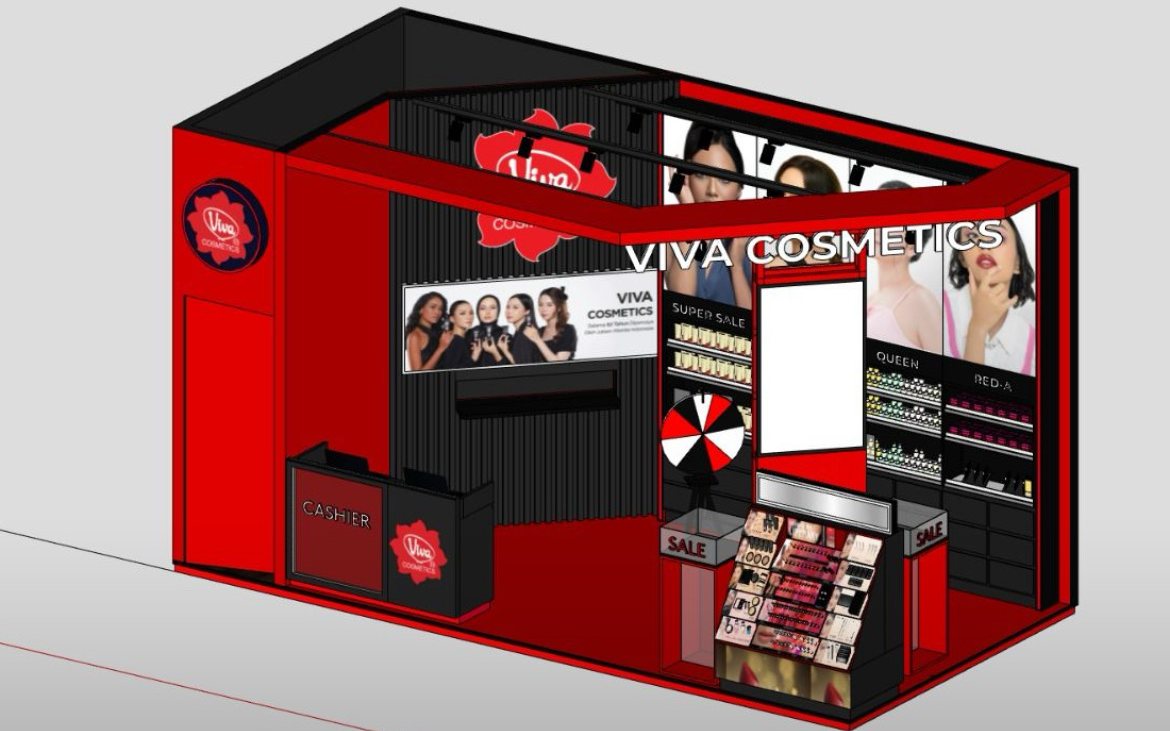 3D design render of the Viva Cosmetics exhibition booth